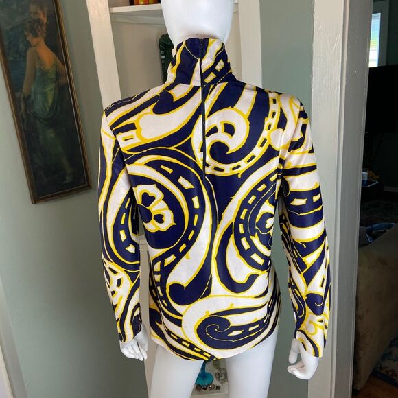 Vintage 60s 70s Christenfeld Psychedelic M Medium Floral Blouse Shirt Poly Satin - Picture 9 of 12
